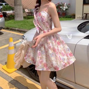 Set áo khoác cardigan mỏng + váy 2 dây hoa có sẵn mút ngực 🌷-6