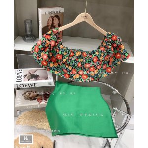 Set áo hóa trễ vai + chân váy A-5