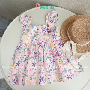 [Quà tặng kẹo] Váy bé gái Dewkids, Váy kiểu hoạ tiết vải thô mềm mại cao cấp-3