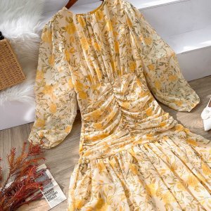 Váy hoa dáng dài Antumn, đầm hoa vintage thiết kế Giian chính hãng G-V2433-6