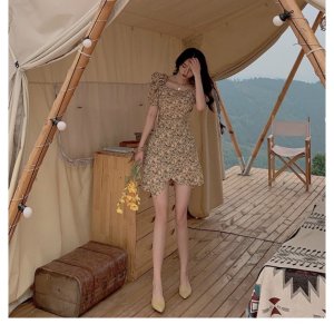 Váy hoa đắp tà CD020 ( Có ảnh thật)-8