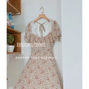 [Ảnh thật/Video]Váy hoa nhí Lulilan tay bồng hở lưng viền ren xinh xắn Đầm nữ tiểu thư cutout sexy-3