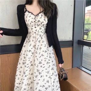 [Mã 55FASHIONSALE1 giảm 10K đơn 50K] Váy nữ đầm hoa nhí xinh đẹp dáng dài suông xòe nhẹ vintage bánh bèo 2 lớp - 501-6