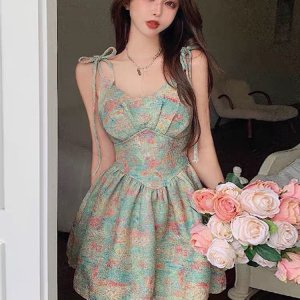 Đầm Hai Dây Họa Tiết Hoa Phong Cách Mới 2022 Cho Nữ-5