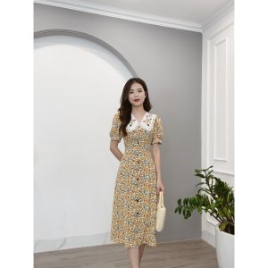 Váy Min House Hoa Nhí Cổ Phối Ren Cúc Gỗ-6