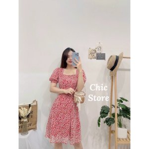 [Hình thật/ Video] Đầm hoa nhí dáng dài vintage chất lụa may 2 lớp Đầm váy thiết kế cao cấp CHIC.STORE-7