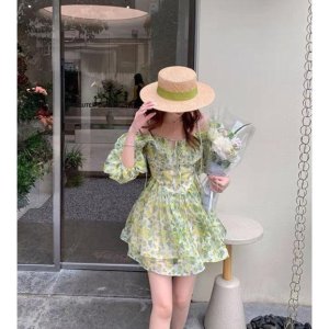 [FREESHIP - HÀNG LOẠI 1] ĐẦM HOA XANH TRỄ VAI HÒA MINZY SIÊU XINH-4