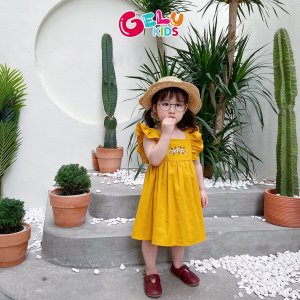 Váy cho bé gái GELU KIDS cánh tiên thêu hoa chất liệu linen mềm mịn - VBG001-6
