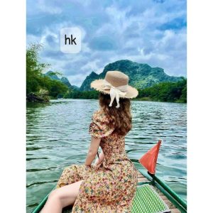 váy hoa rút ngực xẻ tà( có mút ngực)-3