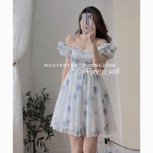 [NEW DRESS]VÁY-ĐẦM HOA XANH TRỄ VAI NÀNG THƠ SIÊU XINH-4