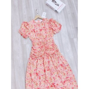 Váy hoa nhí tay bồng dúm eo hoa hồng vintage 2 lớp xinh-9