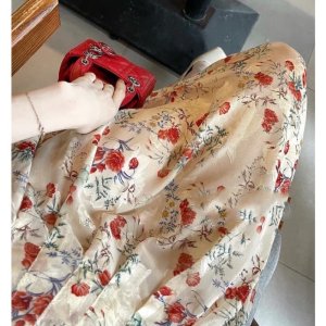 [Hàng mới] VÁY HOA NHÍ CỘC TAY DÁNG DÀI XẾP LI NGỰC HOA NỔI-3