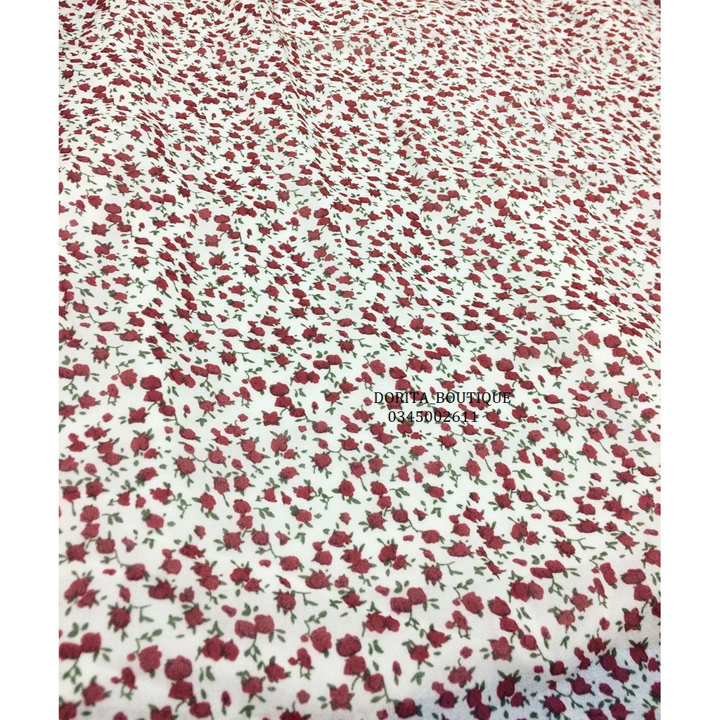 Váy hoa nhí vintage cổ vuông ngắn tay, Đầm vintage dáng dài - Dorita Boutique-8