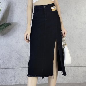 Chân váy Jean dài dáng cv bò jeans chữ A xẻ tà ,chân váy bò cạp cao phong cách Hàn Quôc-MINXY SHOP-4