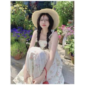 Đầm 2 Dây Nơ Hoa Nhí Hồng PEONYB Nữ [FREESHIP] 🌸 Váy midi dáng suông mặc đi biển bánh bèo tiểu thư hàn quốc Ulzzang 🌸-4