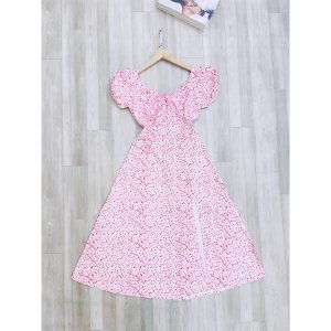 VÁY HOA NHÍ MÀU HỒNG RÚT NGỰC CHO NỮ-7