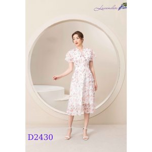 Đầm hoa voan tơ tay cánh tiên dáng xòe midi qua gối dịu dàng thanh lịch-2