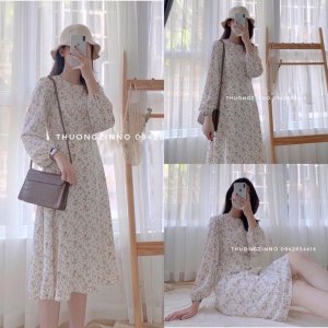 [Ảnh thật/Video Váy hoa cỏ dáng dài Hàn Quốc - Đầm hoa nhí vintage phong cá-8