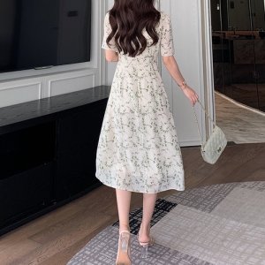 Đầm Hoa Ngắn Tay Cổ Chữ V Xinh Xắn Thanh Lịch Cho Nữ-9