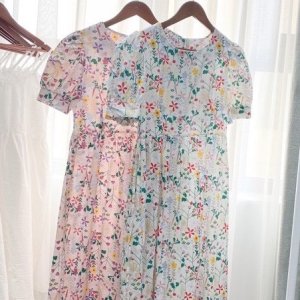 Váy hoa nhí vintage dáng dài đi biển, đầm hoa nhí babydoll cộc tay ulzzang có bigsize GOROGI-5