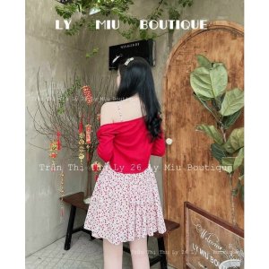 Set váy 2 món váy hoa 2 dây khóa lưng kèm áo khoác thun gân, Váy 2 dây hoa xếp ly ngực siêu xinh-4