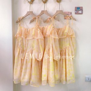 SẴN HÀNG Váy Hoa Ngắn Trễ Vai V22, Đầm Xòe Hoa Dài Tay Phong Cách Tiểu Thư Vải Voan Hoa Cam , Hoa Hồng LEMIE by lekemqc-3