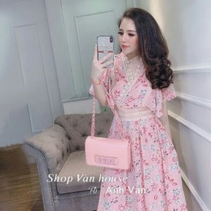 Váy xòe hoa nhí cổ V A1000.369-3