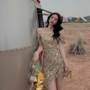 Váy hoa đắp tà CD020 ( Có ảnh thật)-2