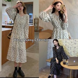 [Ảnh thật/Video] Váy hoa Hàn Quốc kiểu vintage dáng dài loại đep chất lụa hàn hai lớp-4