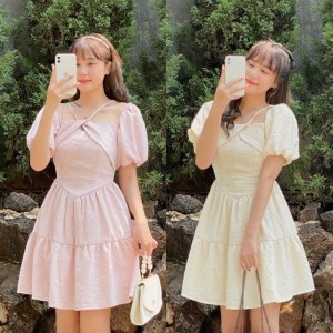 Đầm xòe hoa nổi tay phồng VM STYLE 2 tầng thời trang nữ ulzzang 22VD02KI2101-7