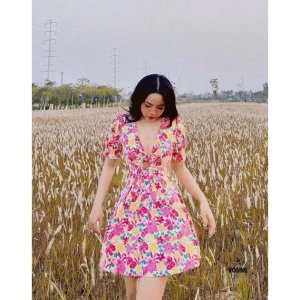 VÁY HOA BUỘC NƠ NGỰC LI EO 4M CHO NỮ-4