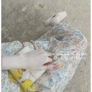 Váy hoa li tơ nổi tay bồng(2 lớp)-7