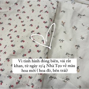 [Hàng mới] VÁY HOA NHÍ CỘC TAY RÚT DÂY XẺ ĐÙI HAI LỚP DÁNG NGẮN-5