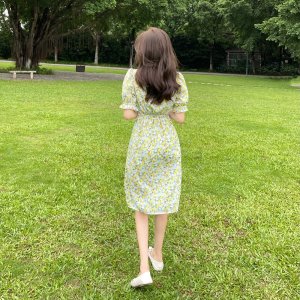 Đầm Voan Hoa Dài Quá Gối Phong Cách Quyến Rũ-9