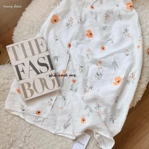 (Sẵn Hoa Cam)Clara_ Váy Đầm Nữ Hoa Nhí Hai Lớp Xếp Ly Thắt Dây Trước Ngực Phong Cách Hàn Quốc Siêu Đẹp (Ảnh thật ở cuối)-9