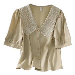 Áo chiffon ngắn tay phối lưới thời trang dành cho nữ-8