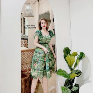 🌈VÁY ĐẦM TƠ HOA XANH 4 TẦNG CÁNH TIÊN XẾP TẦNG❤️-8