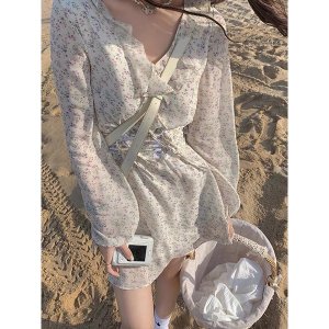 [Mã 55FASHIONSALE giảm 12% đơn 99K] Váy hoa nhí tím kèm corset siêu xinh-4