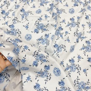 [Ảnh thật/Video] Váy đầm hoa xanh dúm ngực xẻ tà chun vai tiểu thư chất cực đẹp V124-9