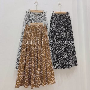 Chân váy hoa nhí dập li nhỏ có lót trong - Chân váy dài xoè chiffon hoa nhí ulzzang LUMII-1