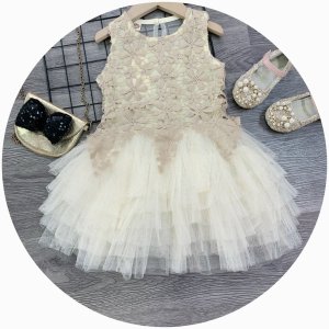 [10-30kg] Váy Công Chúa Cao Cấp Ren Hoa Phối Tùng Lưới Mềm Xòe Bồng Bềnh Xinh Xắn Cho Bé Gái-3