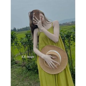 Váy Maxi 2 Dây Xanh Kèm Hoa Siêu Xinh Có Ảnh Thật Kèm Video-3