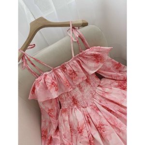 Váy trễ vai buộc dây hoa hồng-2