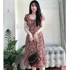 Váy hoa cúp ngực cổ nơ xinh-2