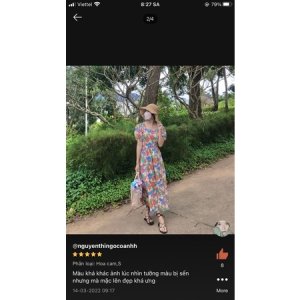 váy hoa vitage, đầm babydoll cổ vuông buộc nơ sau phong cách hàn quốc-3