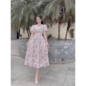 Váy Maxi Hoa Thô Đũi Tay 2 Lớp Siêu Xinh Có Ảnh Thật Kèm Video-6