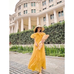 [Siêu Hot] Váy Maxi Bèo Trễ Vai 5 Màu Siêu Xinh Có Ảnh Thật Kèm Video-3