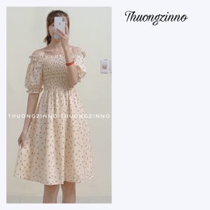 [Ảnh thật/Video]Váy hoa nhí Cherry tiểu thư mặc được hai kiểu Đầm hoa Quảng Châu xinh xắn-2