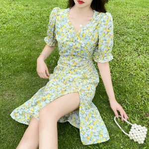 Đầm Voan Hoa Dài Quá Gối Phong Cách Quyến Rũ-4