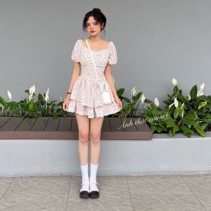 Váy hoa nhí vintage, đầm hoa nhí hàn quốc emmei v140-4